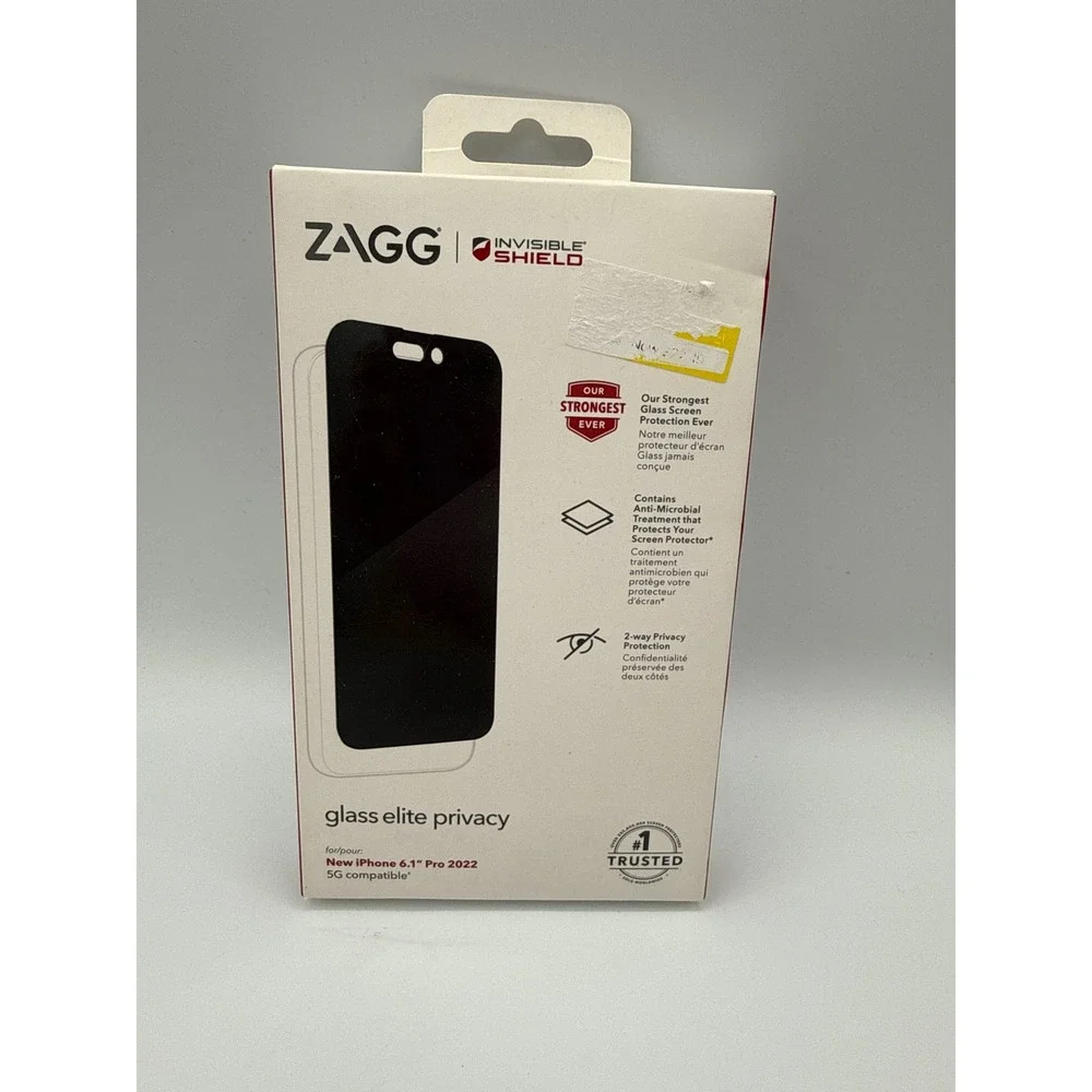 ZAGG Glass Elite Privacy Screen Protector iPhone 14 Pro 13 Pro 13 NIB 2-Way